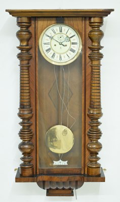 Lot 546 - Gustav Becker - Walnut cased two weight 'Vienna' wall clock