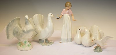 Lot 435 - Lladro - Three bird figures, etc