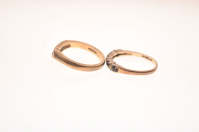 Lot 21 - Two 9ct gold sapphire and diamond / white stone rings