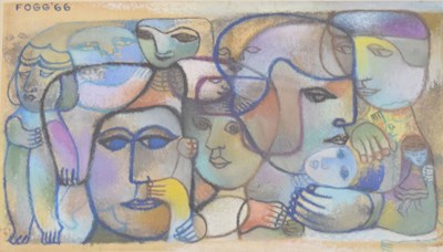 Lot 509 - Fogg (20th century) - Mixed media - Abstract faces