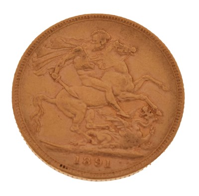 Lot 220 - Melbourne Mint Queen Victoria gold sovereign, 1891