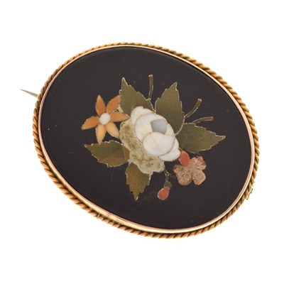 Lot 89 - Victorian Pietra Dura panel brooch