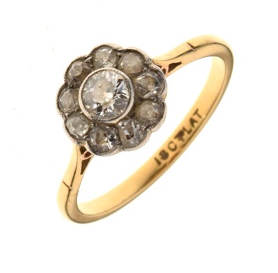Lot 8 - Nine stone diamond cluster ring