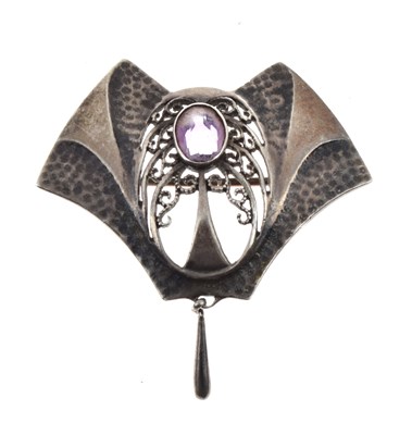 Lot 67 - German silver and paste set Jugendstil brooch