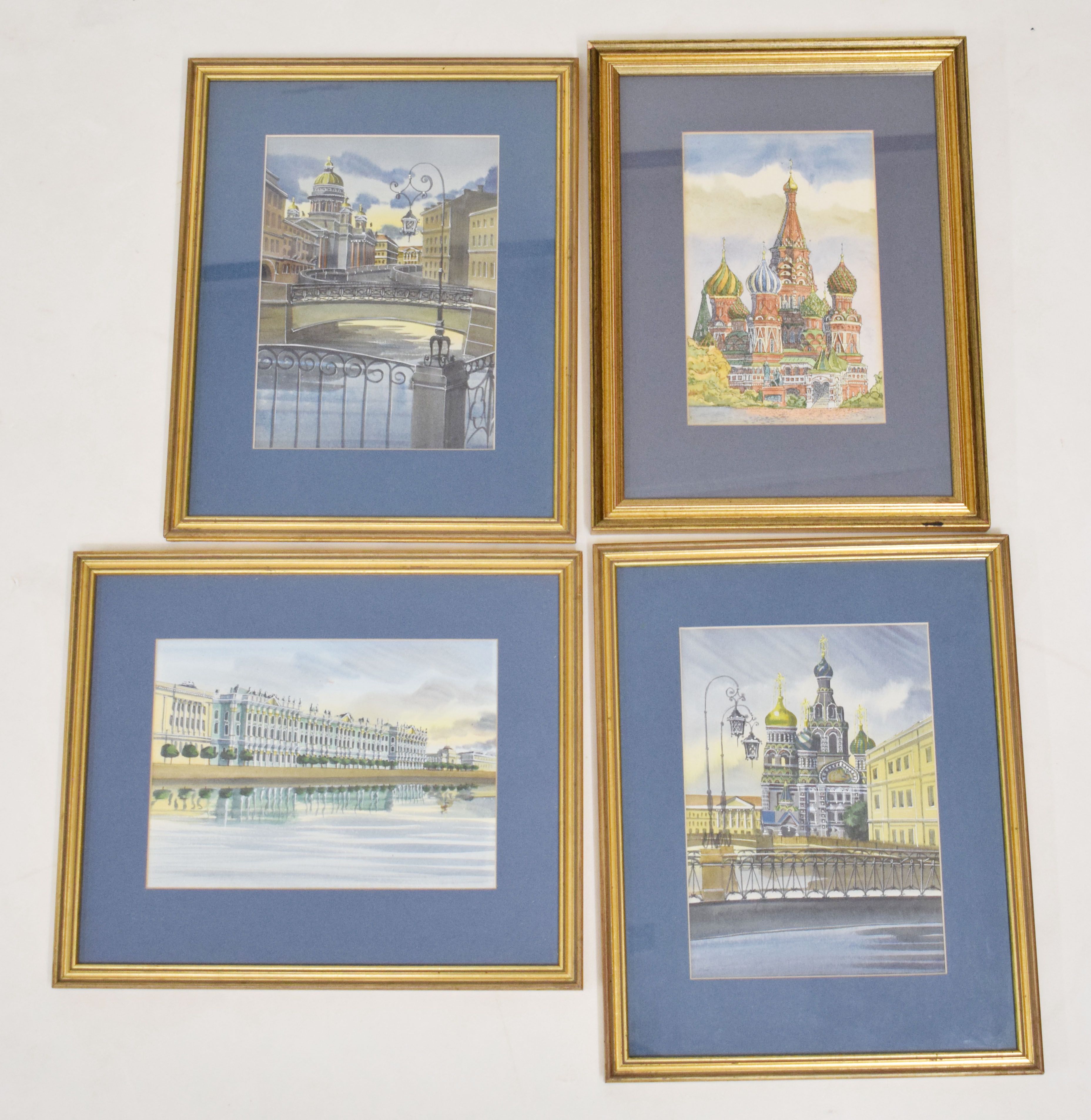 Lot 453 - Russian School - Four watercolours of Moscow