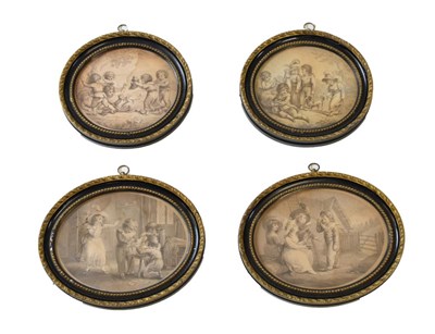Lot 474 - Four George III oval stipple engravings