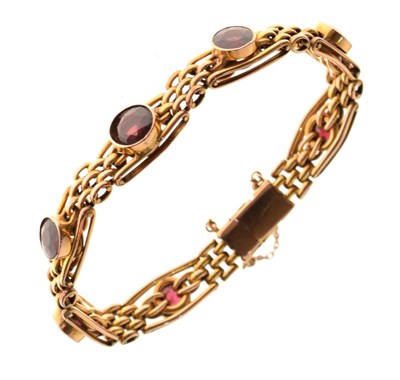 Lot 63 - Garnet set bracelet, stamped ‘9c’