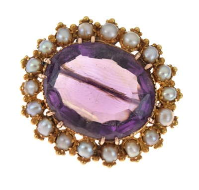 Lot 85 - Victorian amethyst and split pearl brooch