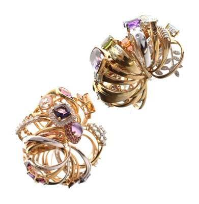 Lot 22 - Large quantity of 9ct gold gem set rings