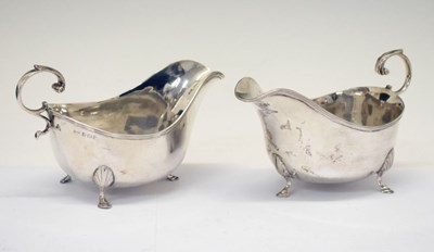 Lot 191 - George V cased pair of silver sauceboats