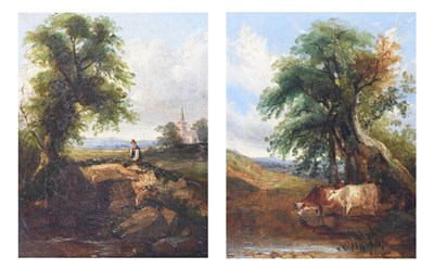 Lot 495 - Near pair of 19th Century oils, possibly Norwich School