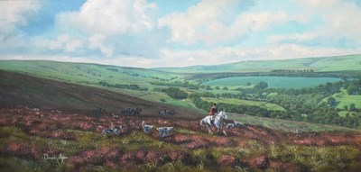 Lot 516 - Donald Ayres (b.1936) - Oil on canvas, Exmoor hunting scene
