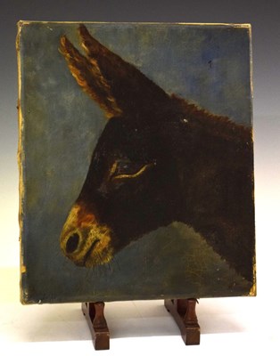 Lot 676 - Early 20th Century Primitive School, oil on canvas, Head of a Donkey