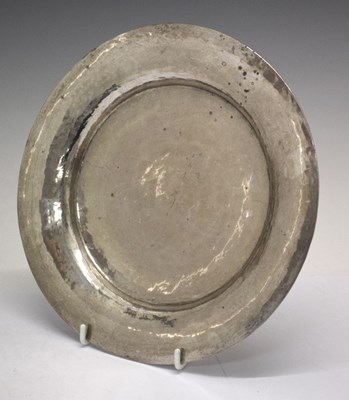 Lot 203 - Eastern white metal dish with planished surface
