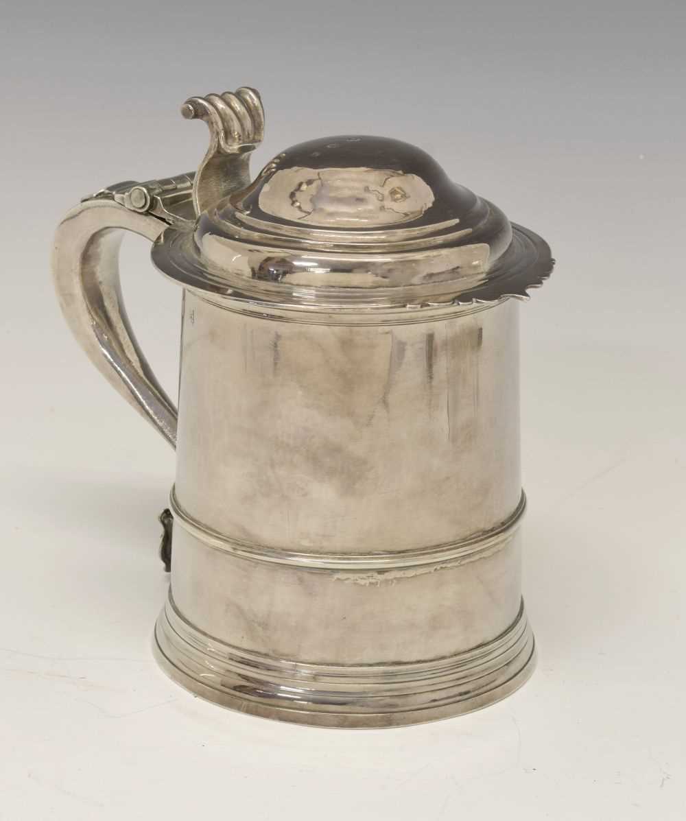 Lot 160 - George I Britannia standard silver lidded tankard