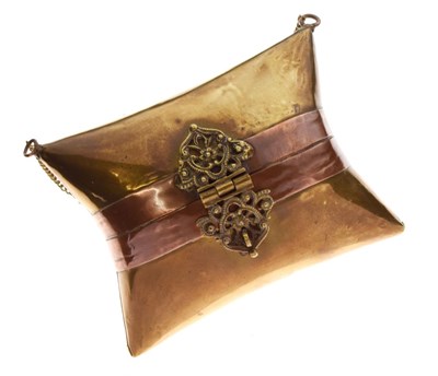 Lot 259 - Middle Eastern brass and copper purse with chain