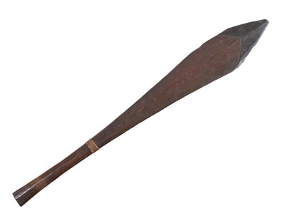 Lot 321 - Ethnographica: Hardwood paddle club with cane collar