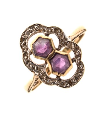 Lot 37 - 9ct gold amethyst and diamond ring