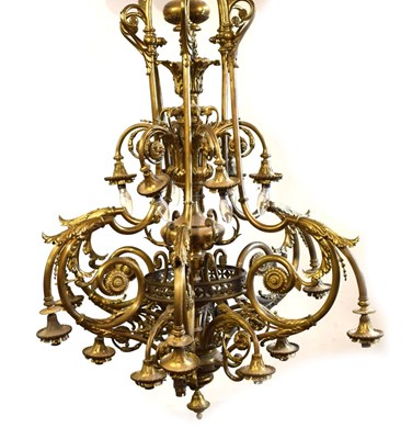 Lot 560 - Late 19th Century cast brass eighteen branch chandelier or electrolier