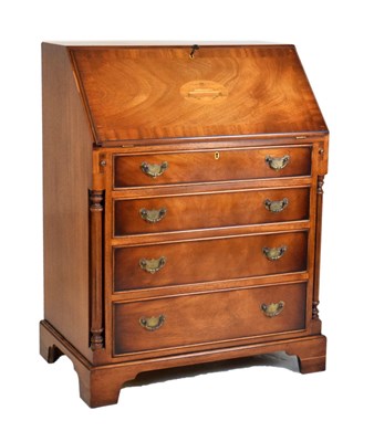 Lot 732 - Reproduction mahogany inlaid bureau