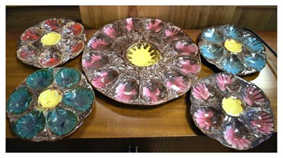 Lot 588 - French majolica oyster set