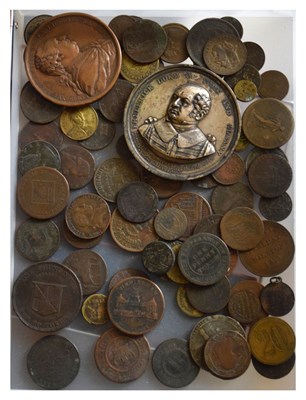 Lot 143 - Quantity of GB and world tokens, commemorative medallions, etc