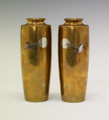 Lot 374 - Pair of Japanese Meiji bronze vases