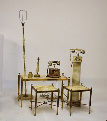 Lot 591 - Group of c. 1970s green onyx furnishings