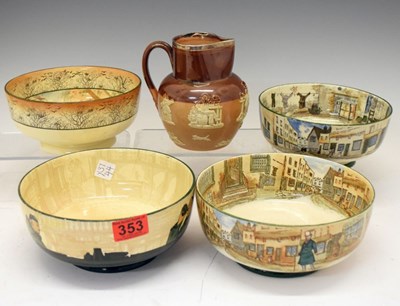 Lot 691 - Four Royal Doulton seriesware bowls and Royal Doulton stoneware jug