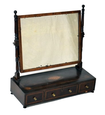 Lot 723 - Georgian mahogany inlaid dressing table mirror