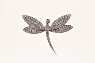 Lot 32 - Diamond set stylised dragonfly brooch