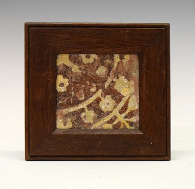 Lot 388 - Earthenware encaustic tile, c. 1460, framed