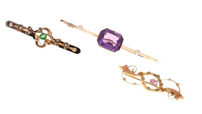 Lot 45 - Three gem-set bar brooches