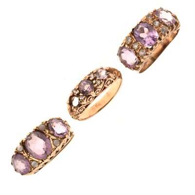Lot 24 - Three 9ct reproduction Victorian-style rings