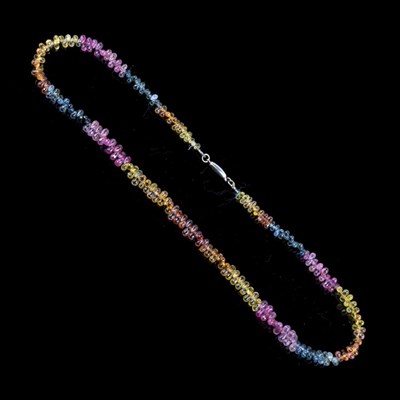 Lot 54 - Multi coloured sapphire bead necklace