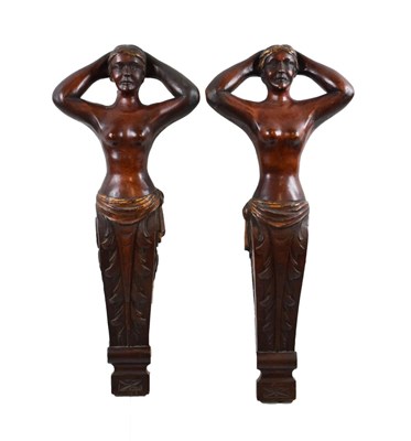 Lot 301 - Pair of carved figural terms