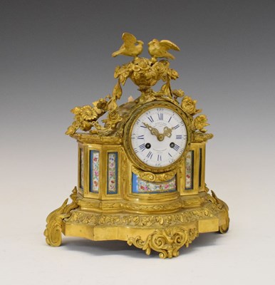 Lot 542 - Mid 19th century French porcelain-mounted mantel clock, Le Roy