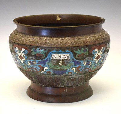 Lot 363 - Chinese champleve enamel and bronze jardiniere
