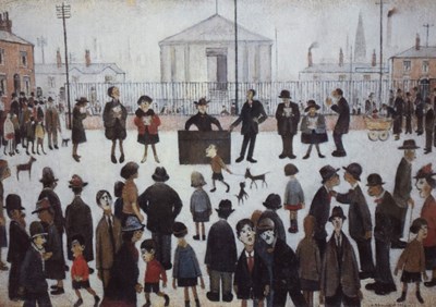 Lot 605 - Lowry print - 'The Prayer meeting'