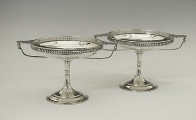 Lot 192 - Pair of  George V silver pedestal dishes