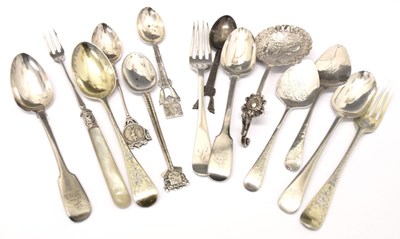 Lot 214 - Quantity of silver and white metal flatware to include