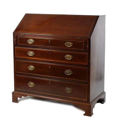 Lot 530 - Unusual 19th Century Colonial brass-inlaid padouk bureau