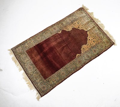 Lot 548 - Middle Eastern silk prayer rug