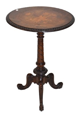 Lot 743 - Victorian inlaid walnut tripod table