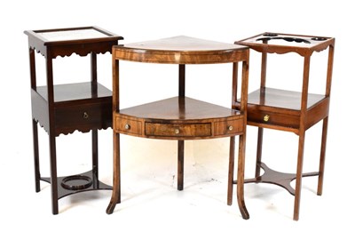 Lot 667 - Two square top wash stand (one converted) together with a corner washstand (3)