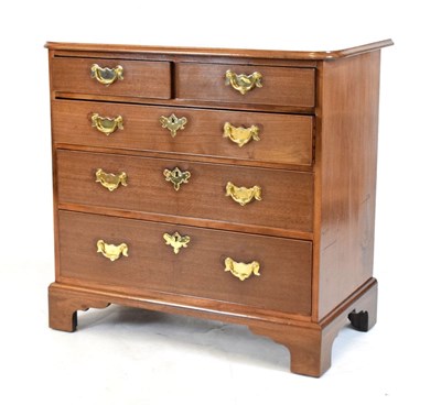 Lot 727 - Mahogany chest of two short over three long drawers with brass swan neck handles