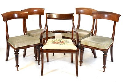 Lot 661 - Set of four bar back chairs together with a later carver