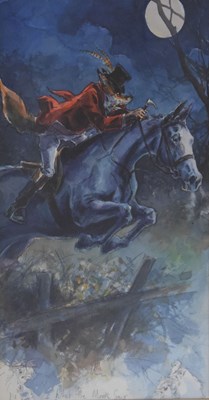 Lot 725 - Hunting interest - modern watercolour, 'What The Moon Saw'