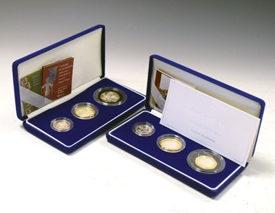 Lot 128 - Two Royal Mint silver proof piedfort 3-coin collections