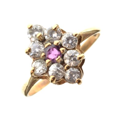 Lot 5 - 9ct gold marquise shaped cluster ring